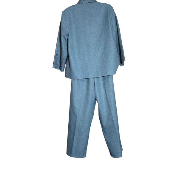 Alfred Dunner Women Petite Blazer Jacket Floral Embroidered Mallard Suit - Picture 4 of 14